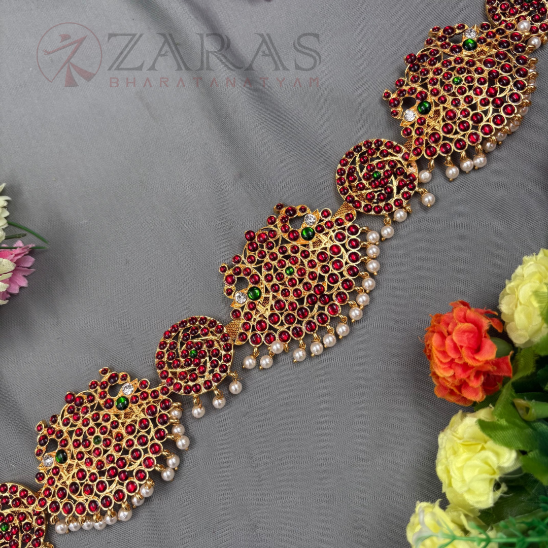 Bharatanatyam Dance Jewellery - Round Padak Hip Belt RG Kemp (Ottiyanam) image 2