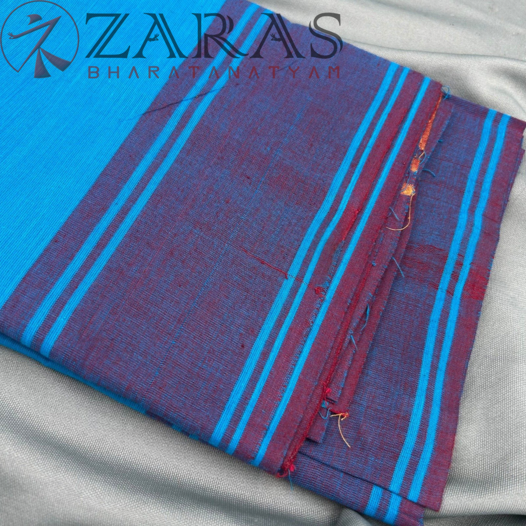 Bharatanatyam Dance Practice Saree - Light Blue Plain Border image 1