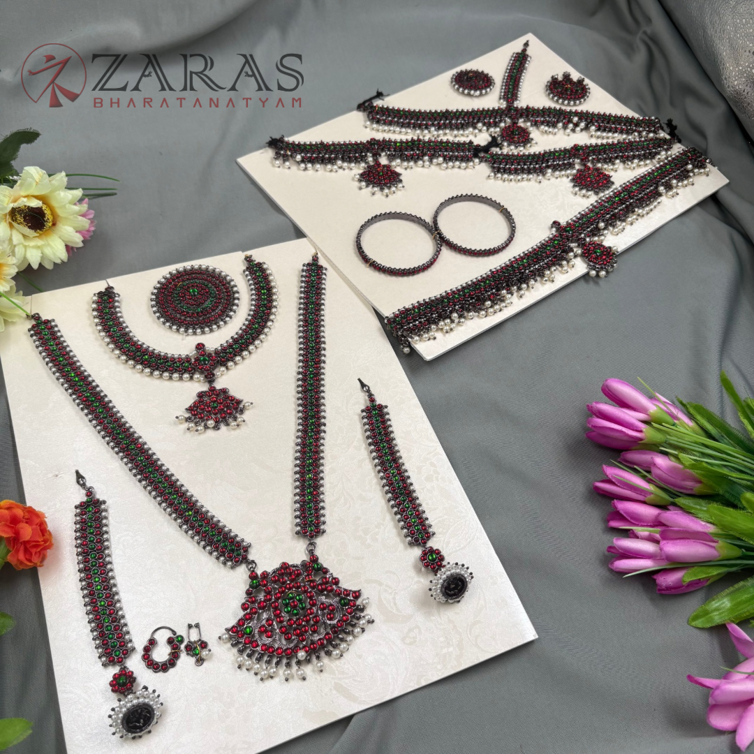 Bharatanatyam Dance Jewellery Black - Sow Full Set Kemp Balls RGSl image 3