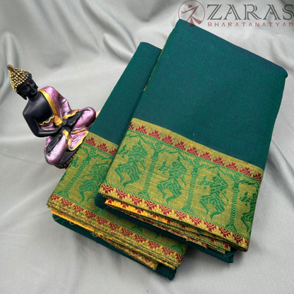 Bharatanatyam Dance Practice Saree - Bottle Green with Green Doll Border image 1