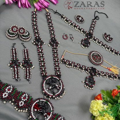 Bharatanatyam Dance Black Jewellery - Nataraj & Lotus Full Set Kemp RGS image 1
