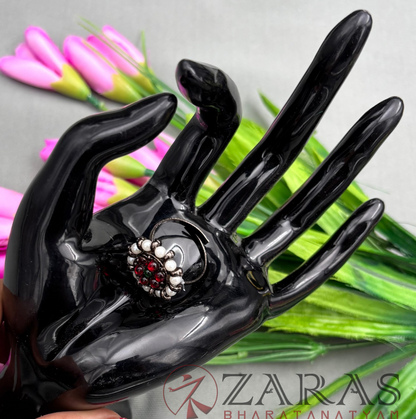 Bharatanatyam Dance Jewellery Black - Finger Ring Red kemp CS (Small) image 1