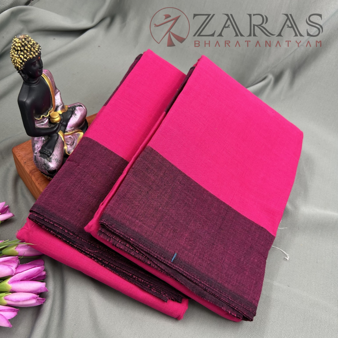 Bharatanatyam Dance Practice Saree - Pink with Purple Plain Border image 1