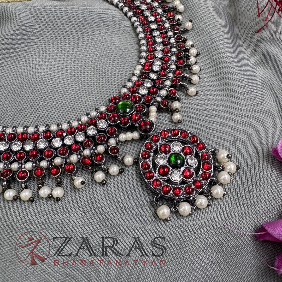 Bharatanatyam Dance Jewellery Black Necklace - Sow RG Kemp Beads image 1