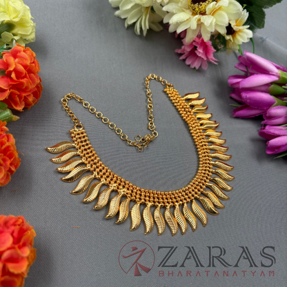 Bharatanatyam Dance Jewellery Necklace - Leaf Gold Beads image 1
