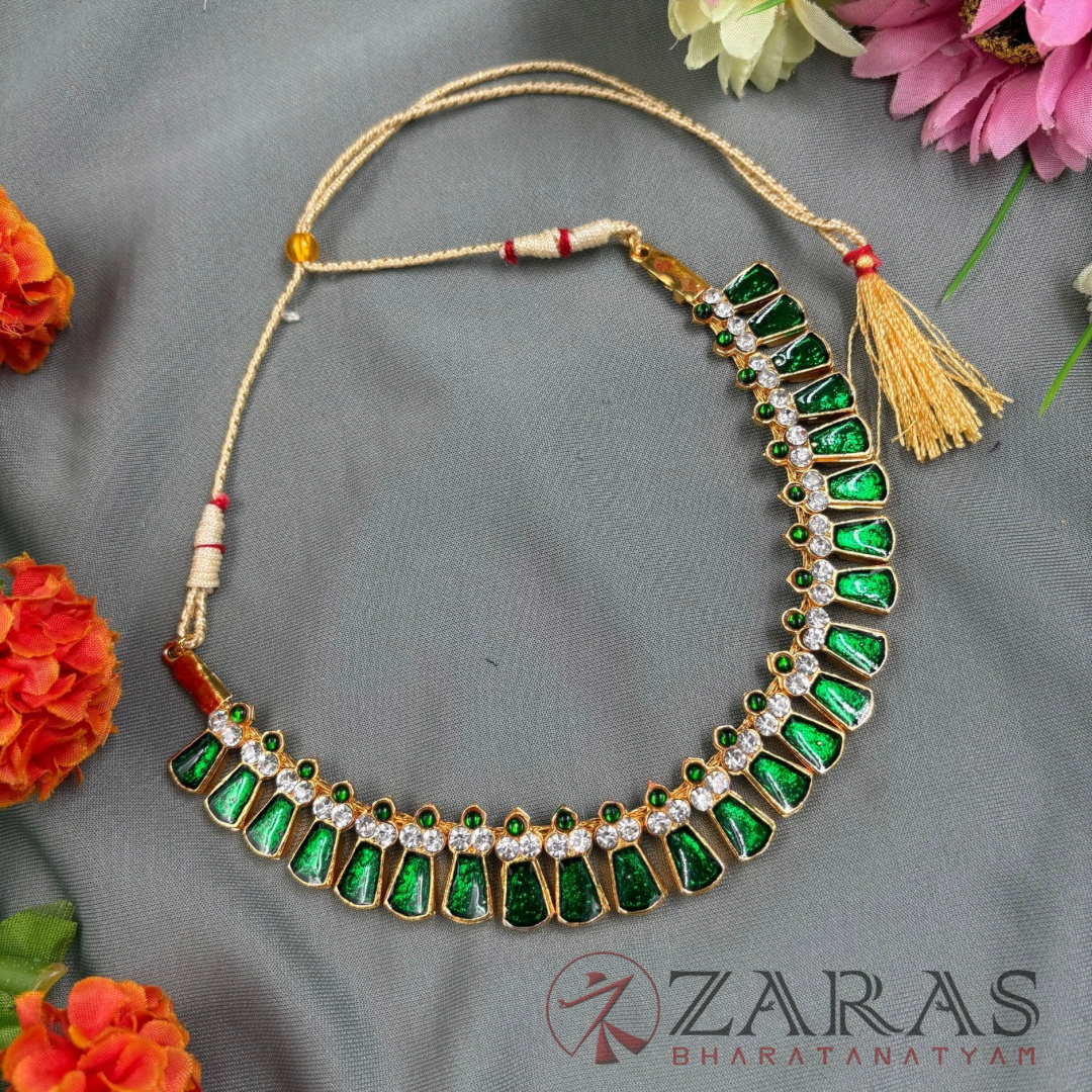 Bharatanatyam Dance Jewellery - Green Enamel Necklace Kemp CS image 0