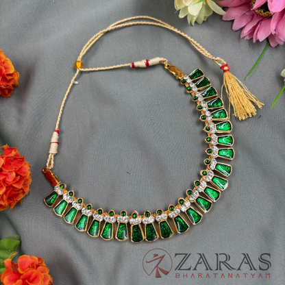 Bharatanatyam Dance Jewellery - Green Enamel Necklace Kemp CS image 0