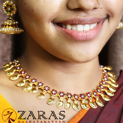 Bharatanatyam Dance Jewellery - Necklace Manga Gold Design CS Red Kemp SA image 0