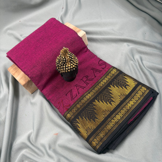 Bharatanatyam Dance Practice Saree - Purple with Black Temple Border (6 mtr) image 0