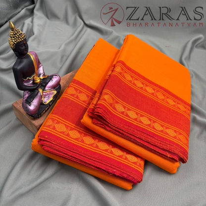 Bharatanatyam Dance Practice Saree - M Yellow with Red Double Flower Border image 2
