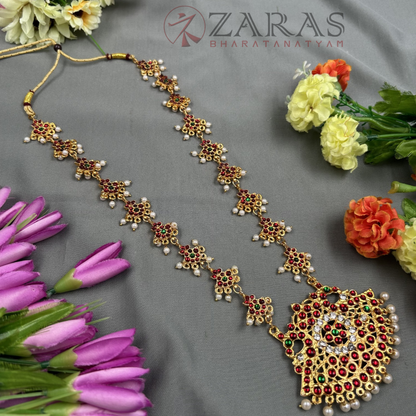 Bharatanatyam Dance Jewellery Haaram - Flower & Padak RG Kemp Maalai / Long image 1