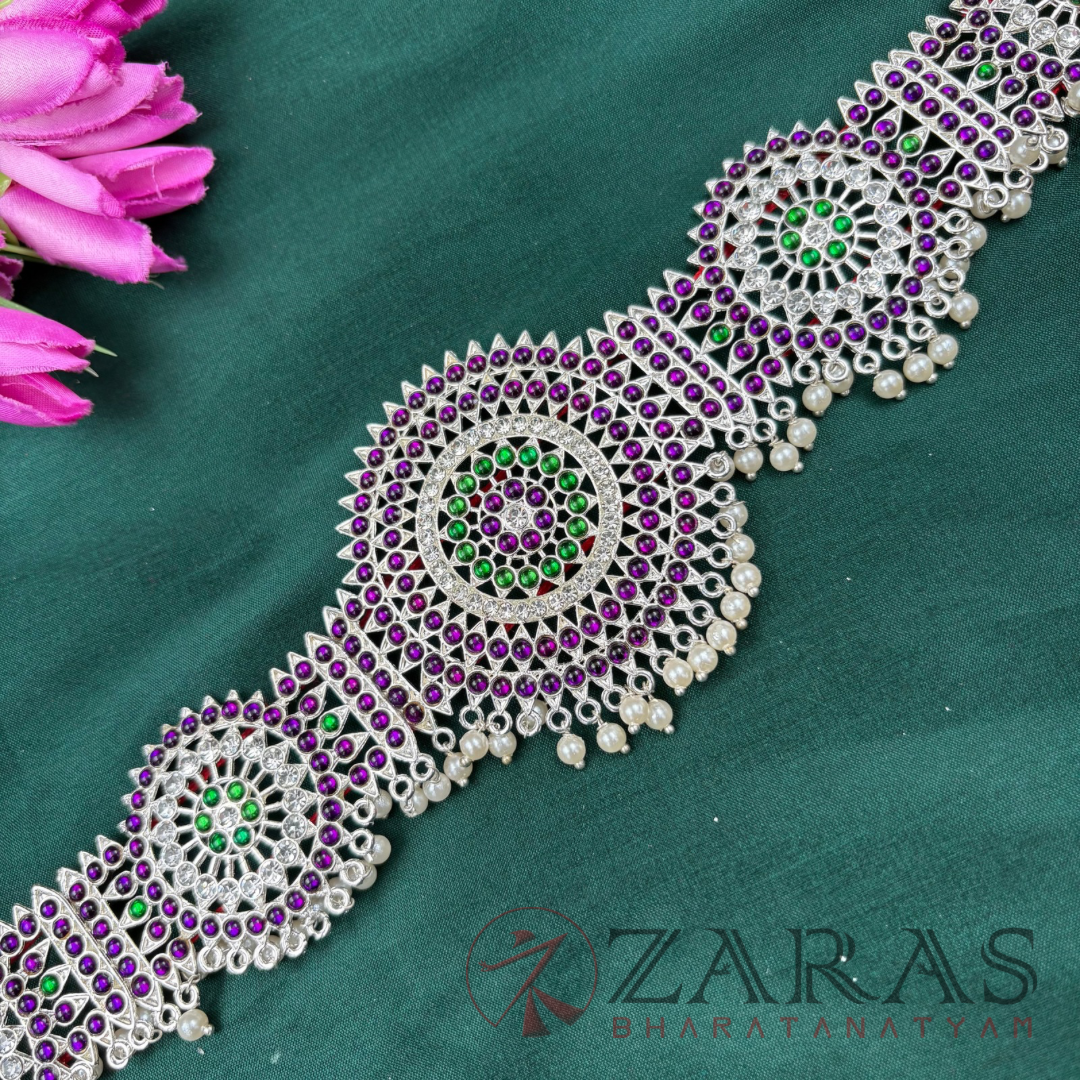 Bharatanatyam Dance Silver Jewellery - Round Kuchi PG Kemp Hip Belt CS (Ottiyanam) image 2