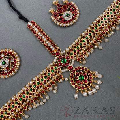 Bharatanatyam Dance Jewellery - Headset Round V RG Kemp Beads CS image 2