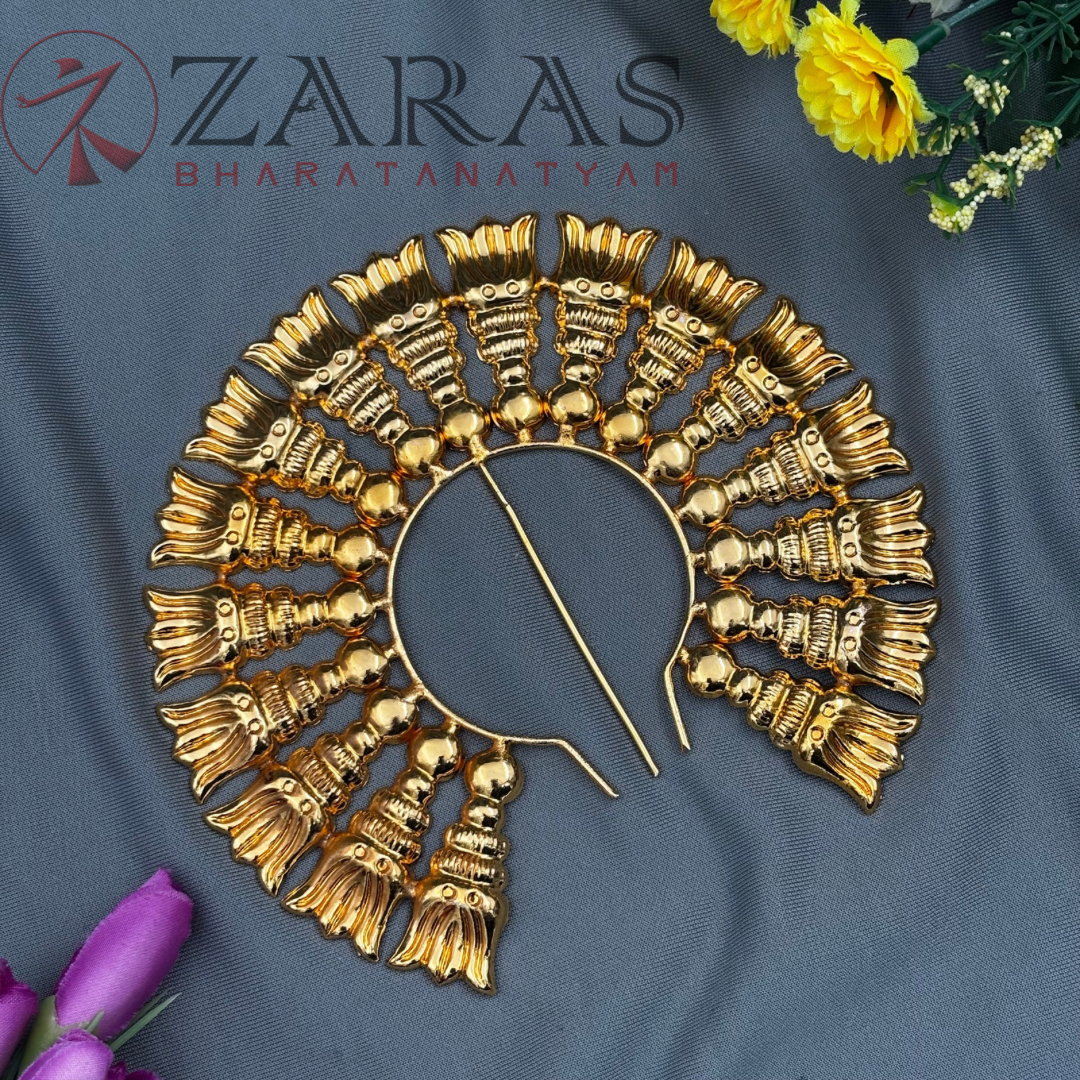 Bharatanatyam Dance Jewellery - Flower Gold Head Arch (Length: 4 1/2 inch; Dia: 6 inch) image 0