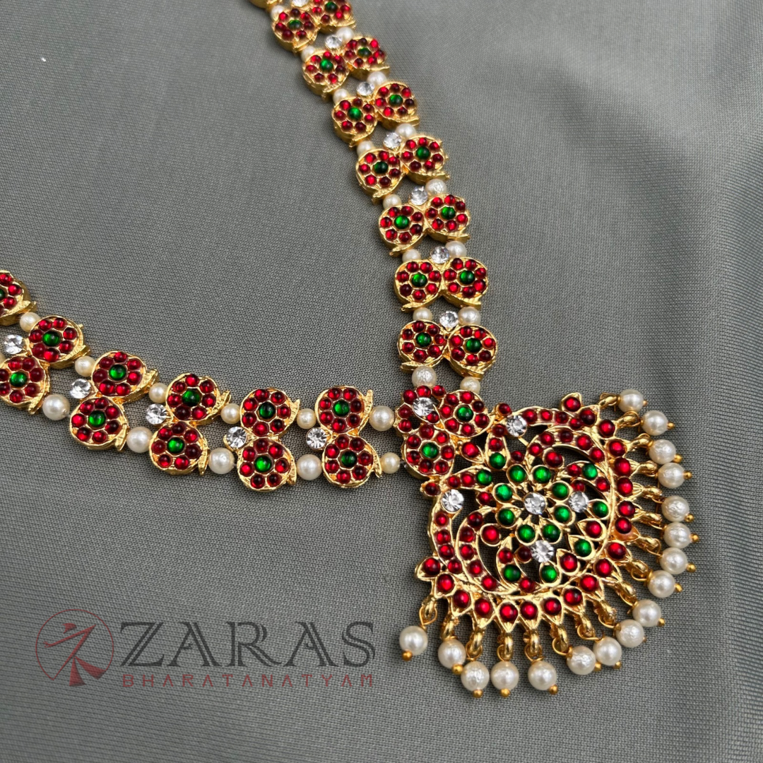 Bharatanatyam Dance Jewellery - Double Manga Pearls RG Kemp CS Haaram / Long Chain image 3