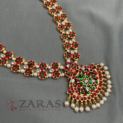 Bharatanatyam Dance Jewellery - Double Manga Pearls RG Kemp CS Haaram / Long Chain image 3
