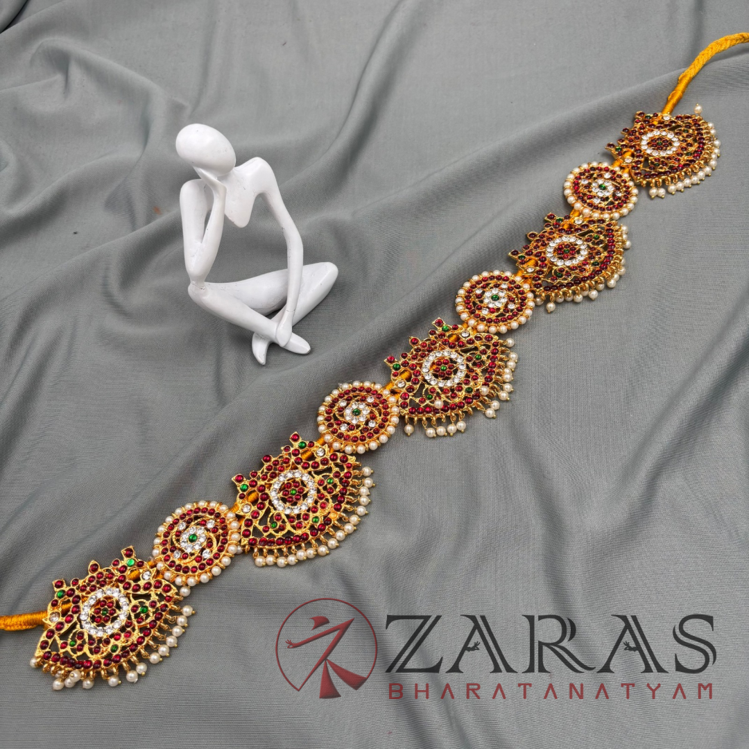 Bharatanatyam Dance Jewellery - Sun & Peacock Hip Belt RG CS Kemp (Ottiyanam) image 3