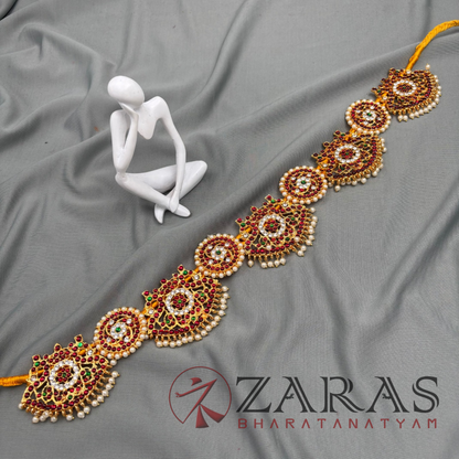 Bharatanatyam Dance Jewellery - Sun & Peacock Hip Belt RG CS Kemp (Ottiyanam) image 3