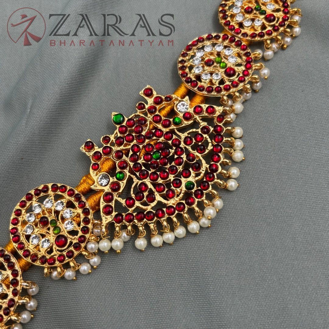 Bharatanatyam Dance Jewellery - Padak & Round RG Kemp CS Hip Belt (Ottiyanam) image 1