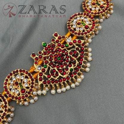 Bharatanatyam Dance Jewellery - Padak & Round RG Kemp CS Hip Belt (Ottiyanam) image 1