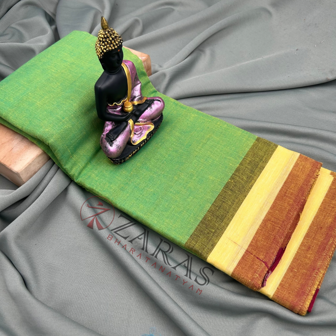 Bharatanatyam Dance Practice Saree - Pear Green Triple Border image 0