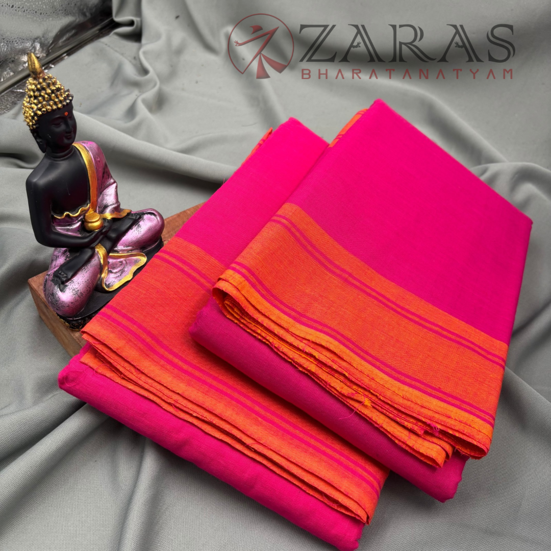 Bharatanatyam Dance Practice Saree - Pink With Org Mus Plain Border image 2