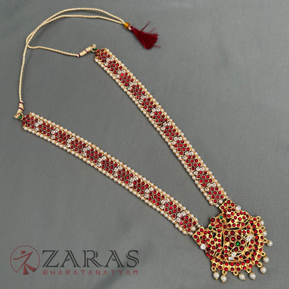 Bharatanatyam Dance Jewellery - SOW with Pea Pearls RG Kemp CS Haaram / Long Chain image 3