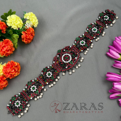 Bharatanatyam Dance Jewellery Black - Peacock RG Kemp CS Hip Belt (Ottiyanam) image 0