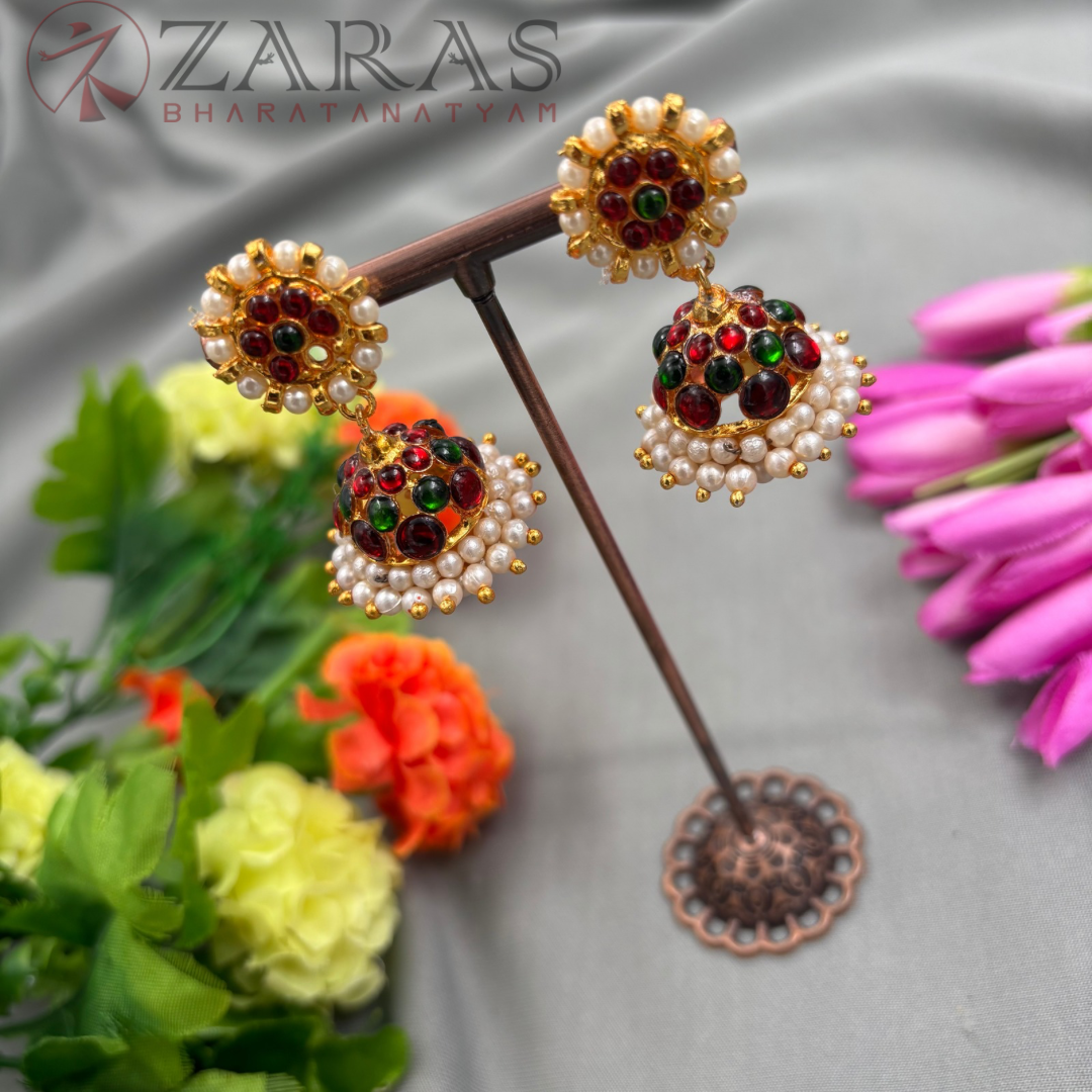Bharatanatyam Dance Jewellery - 3L RG Kemp Jimiki with Kammal image 0
