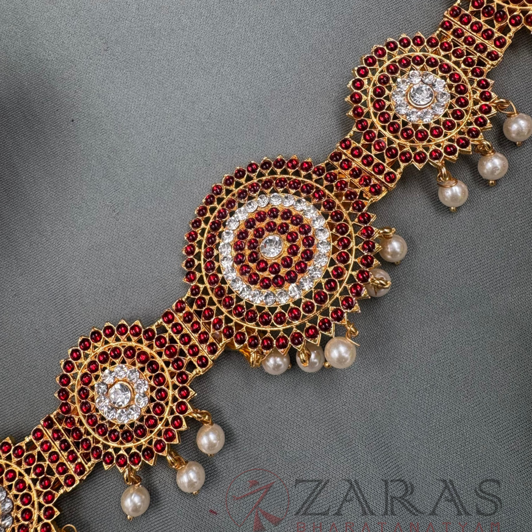 Bharatanatyam Dance Jewellery - Round Flower Hip Belt RG Kemp CS (Ottiyanam) image 2