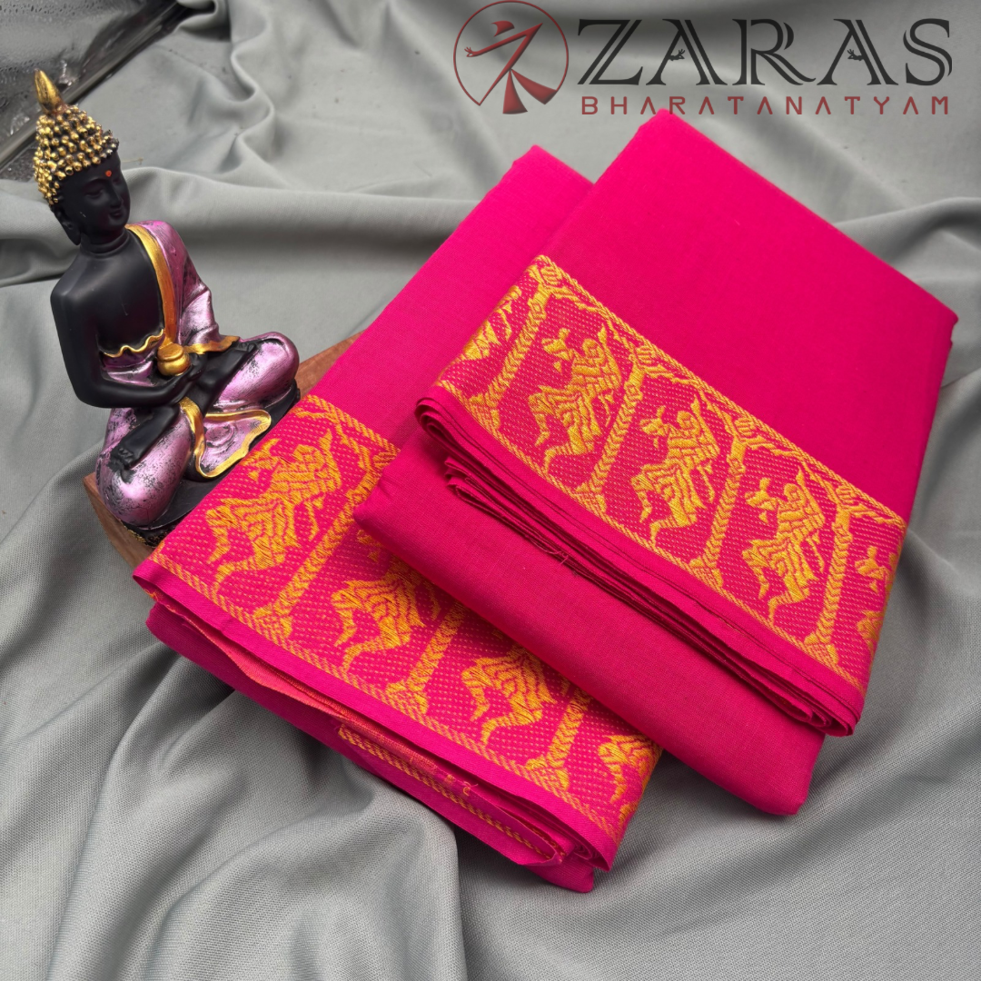 Bharatanatyam Dance Practice Saree - Pink Gold Doll Border image 2