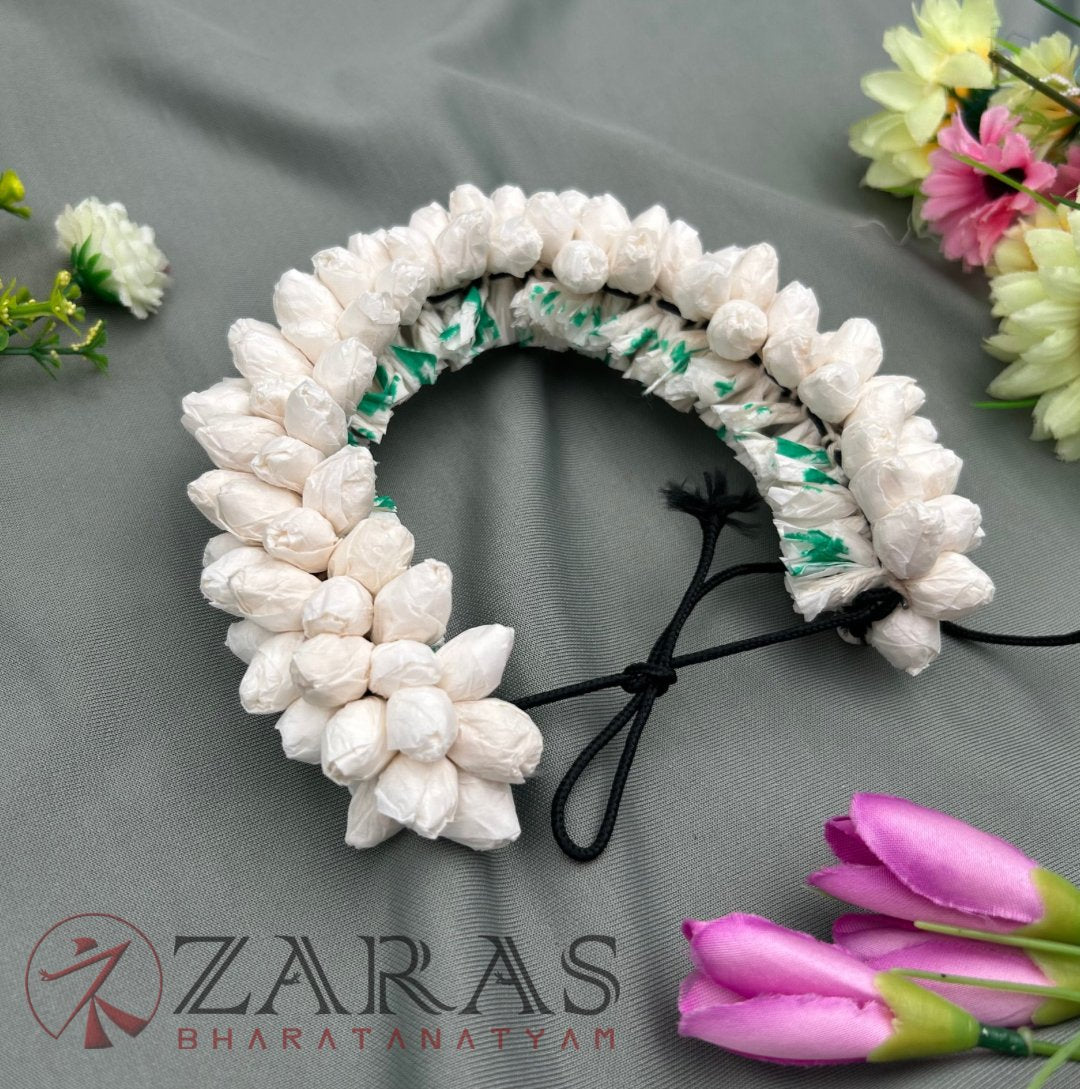 Bharatanatyam Dance Paper Flower - Full White Individual Muttu Paper Flower (5 Line) image 3