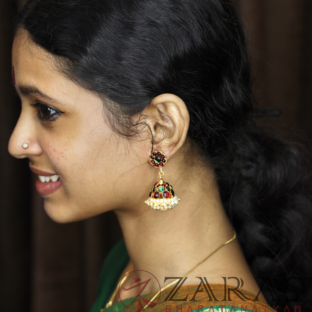 Bharatanatyam Dance Jewellery - 3L RG Kemp Jimiki with Kammal Gu image 1