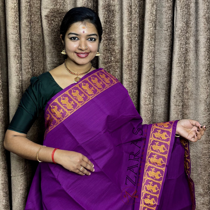 Bharatanatyam Dance Practice Saree - Violet Mustard Doll Border image 0