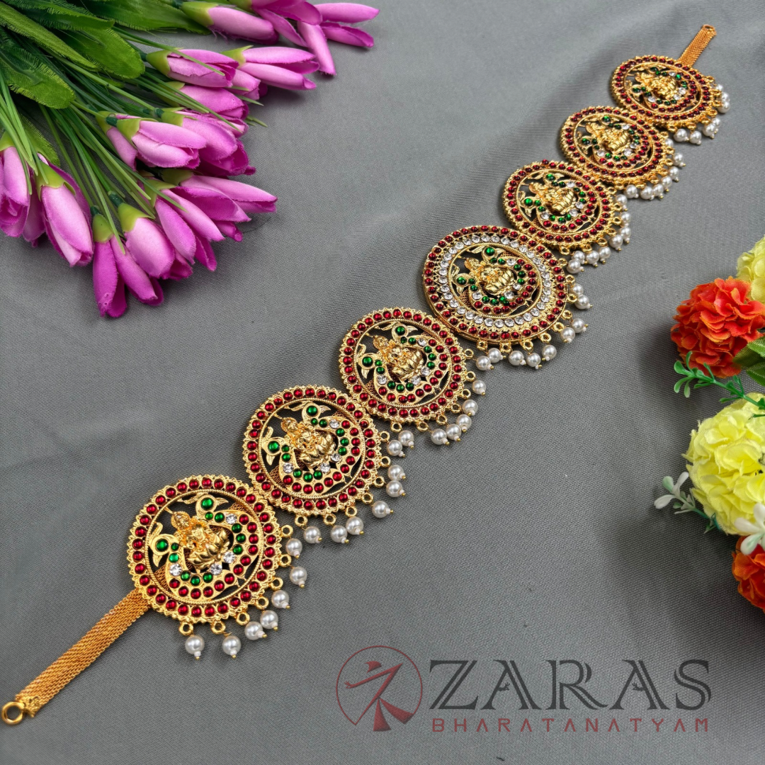 Bharatanatyam Dance Jewellery - Round Lakshmi RG Kemp CS Hip Belt (Ottiyanam) image 1