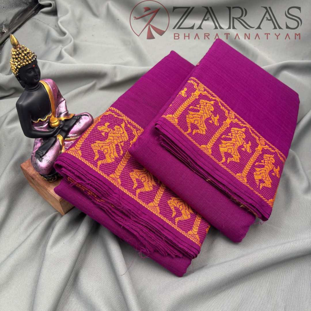 Bharatanatyam Dance Practice Saree - Violet Mustard Doll Border image 2