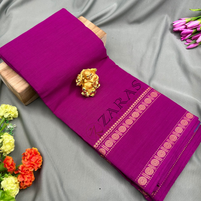 Bharatanatyam Dance Practice Saree - Violet with Sandal Temple Border image 0