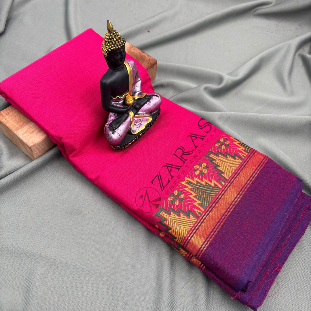 Bharatanatyam Dance Practice Saree - Pink Violet Gopuram Border image 1