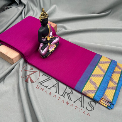 Bharatanatyam Dance Practice Saree - L Purple Tri Border image 0