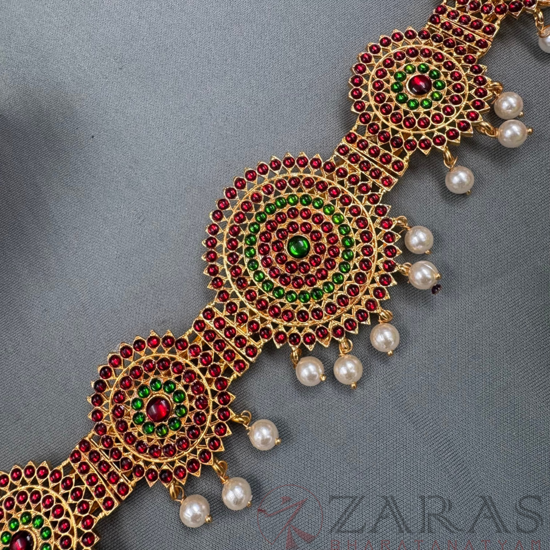 Bharatanatyam Dance Jewellery - Round Flower Hip Belt RG Kemp (Ottiyanam) image 2
