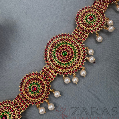 Bharatanatyam Dance Jewellery - Round Flower Hip Belt RG Kemp (Ottiyanam) image 2