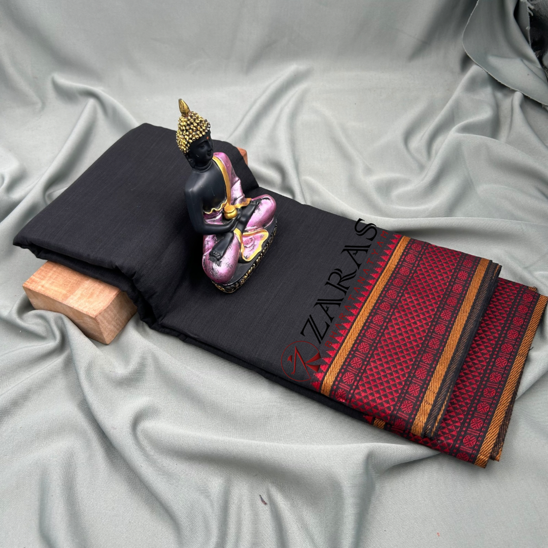Bharatanatyam Dance Practice Saree - Black Red Diamond Double Coin image 1