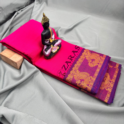 Bharatanatyam Dance Practice Saree - Pink Violet Mus Peacock Border image 1