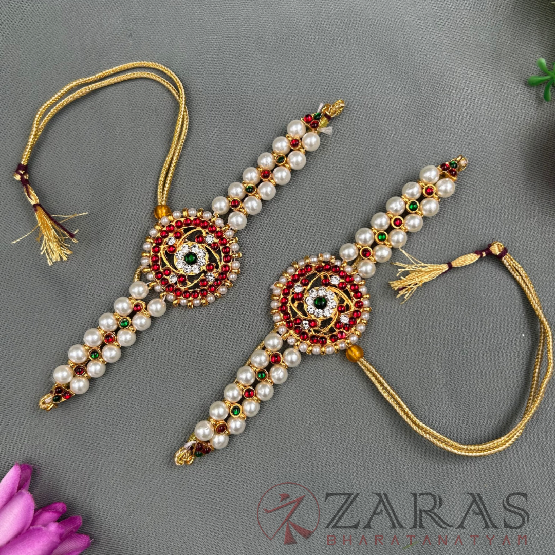 Bharatanatyam Dance Jewellery - Round 2 Line Beads RG Kemp Vangi / Baaju Bandh image 1