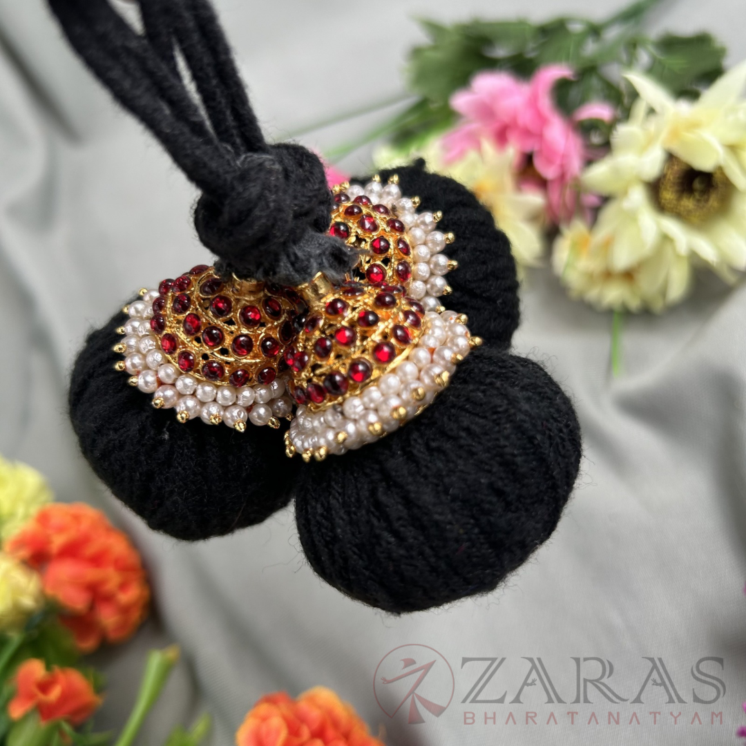 Bharatanatyam Dance Jewellery - Kemp Kunjalam 3 Line Thread Type image 1