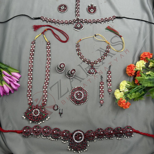 Bharatanatyam Dance Black Jewellery - Flower Full Set Kemp RGS image 0