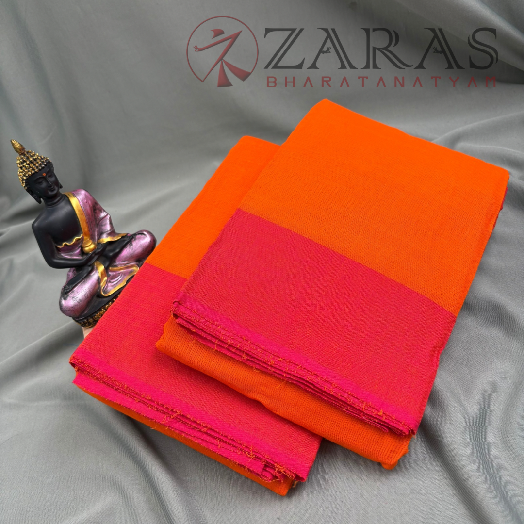 Bharatanatyam Dance Practice Saree - Orange with Red Plain Border image 1