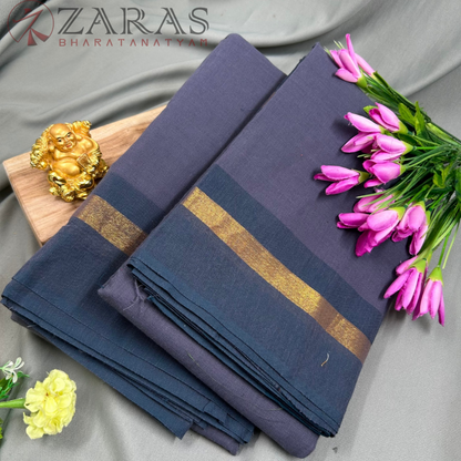 Bharatanatyam Dance Practice Saree - Grey with D Grey Plain Border image 1