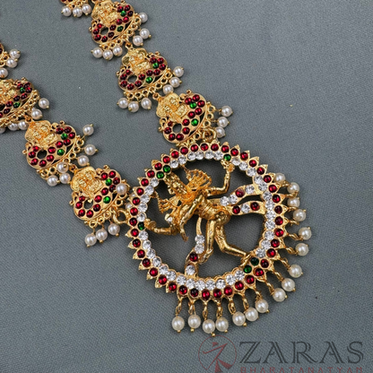 Bharatanatyam Dance Jewellery Haaram - Nadaraj With Lakshmi RG Kemp Maalai / Long image 2