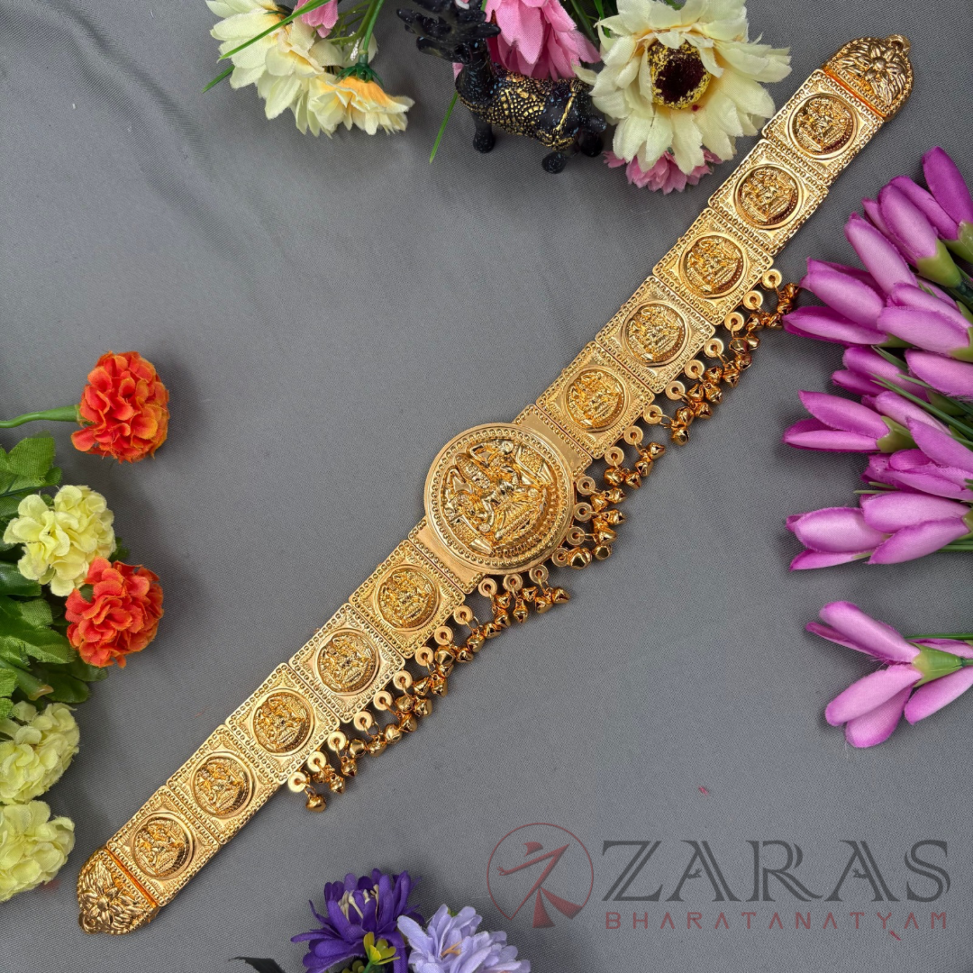 Bharatanatyam Dance Jewellery - Lakshmi Hip Belt Gold (Ottiyanam) Small image 0